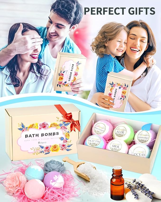 Light Up Bath Bombs with Surprise Inside, 4.23 oz XL Natural Gift Set 6 with - Image 9