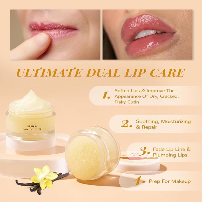 ANAI RUI Lip Mask and Scrub Set, Lip Sleeping Mask & Lip Exfoliator Scrub - Image 3