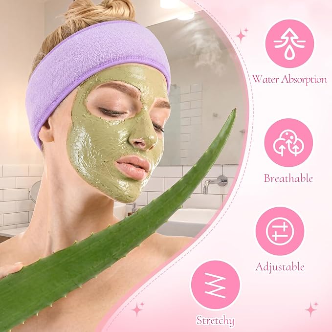 Tigeen 80 Pcs Spa Headband Facial Headbands Bulk Adjustable Hair Wraps - Image 4