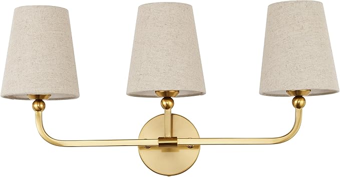 3-Light Bathroom Light Fixtures, Brushed Gold Vanity Lights by Metwet