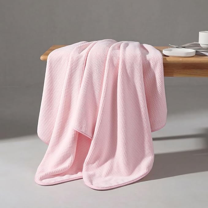 REDKISS 6 Piece Pink Towel Set, Extra Large Microfiber Bathroom Towels Set - Image 7