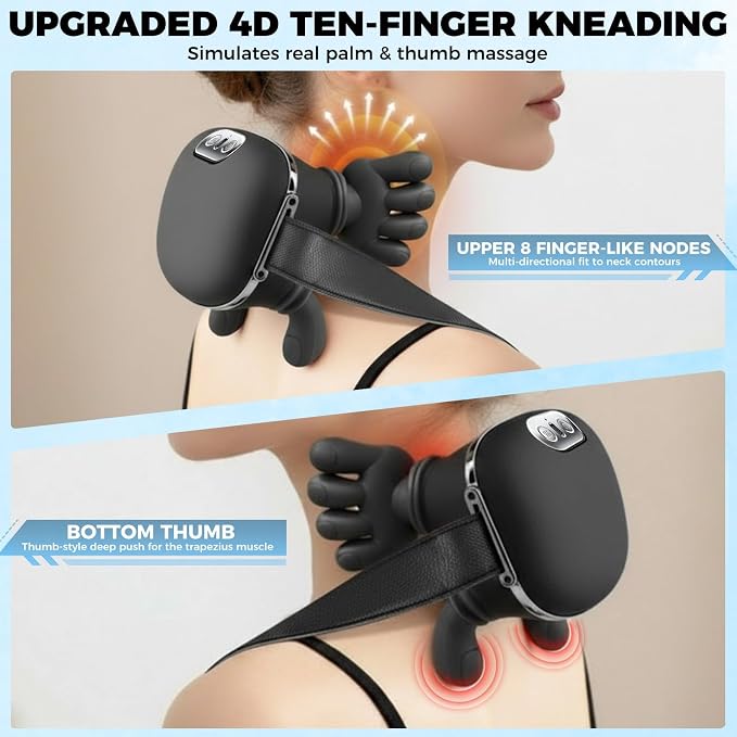 Shoulder & Neck Massager with Heat, 4D Bionic Heated Neck Massager with Fingers - Image 3