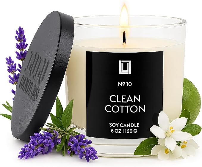 Lulu Candles | Clean Cotton | Luxury Scented Soy Jar Candle | Hand Poured in by LULUCANDLES