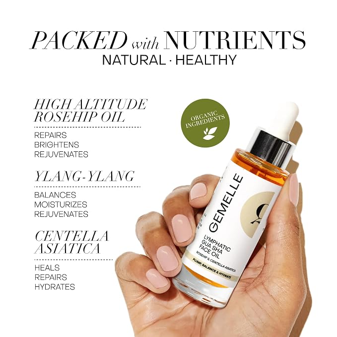 GEMELLE Lymphatic Gua Sha Face Oil | 10x Award Winner | Vitamin C, E & A | Detox - Image 4