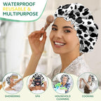 2 PCS Shower Cap Waterproof Double Layer Elastic Adjustable Reusable Hair Bath - Image 6