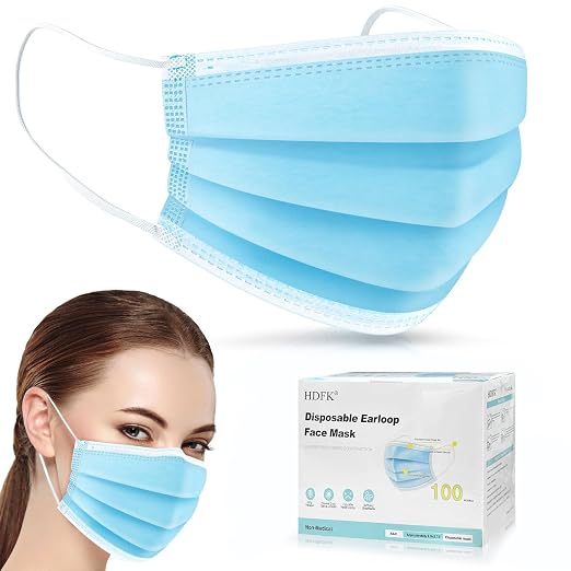 Disposable Face Mask Adult Blue Breathable Mask by HDFK