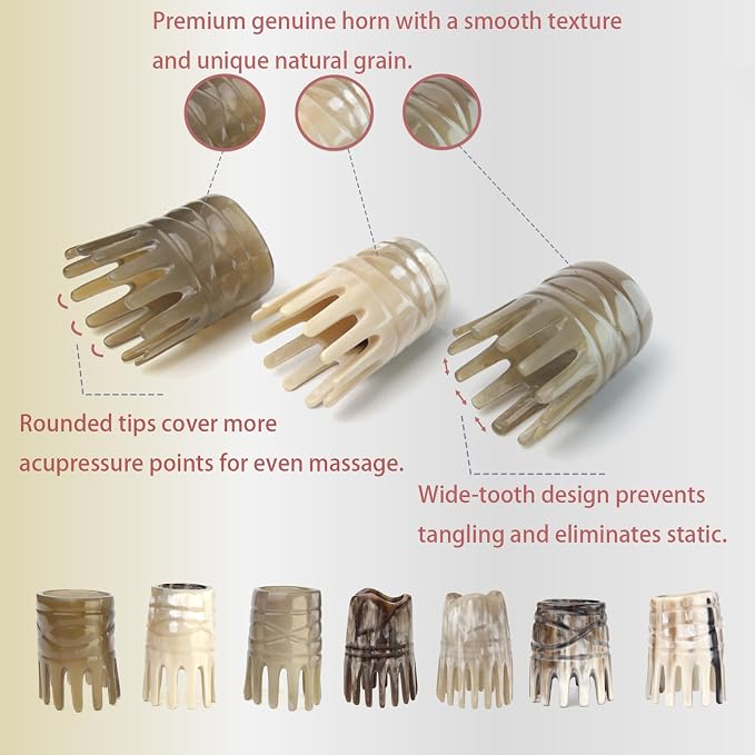 Head Spa Comb – Wide Tooth Natural Horn Comb - Image 2