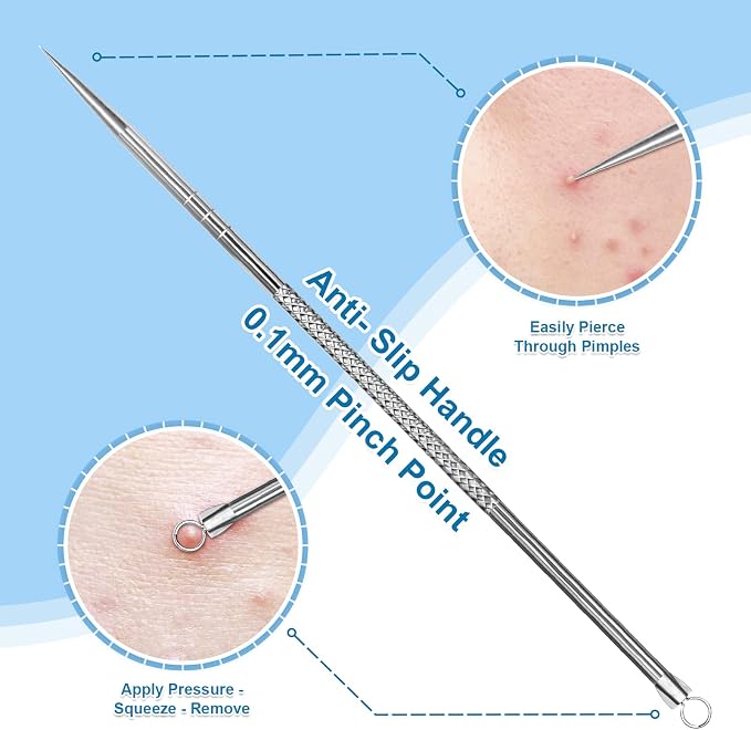 Stainless Steel Blackhead Remover, Pimple Extractor, Pimple Popper, Comedone - Image 2