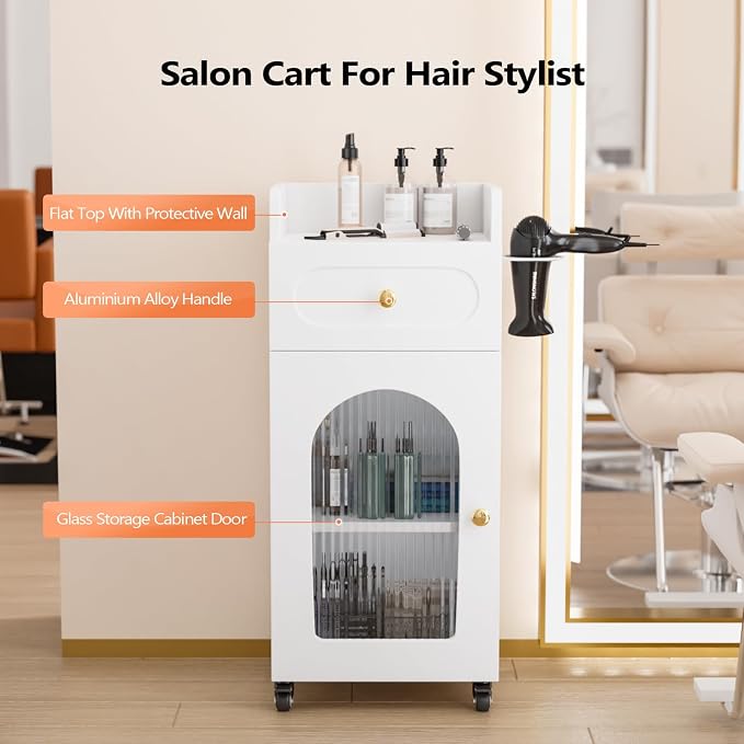 Salon Cart with Wheels, 3 Tier Rolling Beauty Trolley - Image 3
