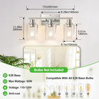 Indoi 3-Light Bathroom Light Fixtures, Brushed Nickel Vanity Lights - Image 8