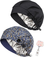 2 Pack Satin Lined Bouffant Scrub Caps by Yuest