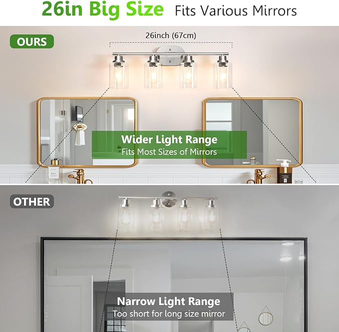 Ascher 4-Light Bathroom Light Fixtures, Modern Vanity Lights - Image 2