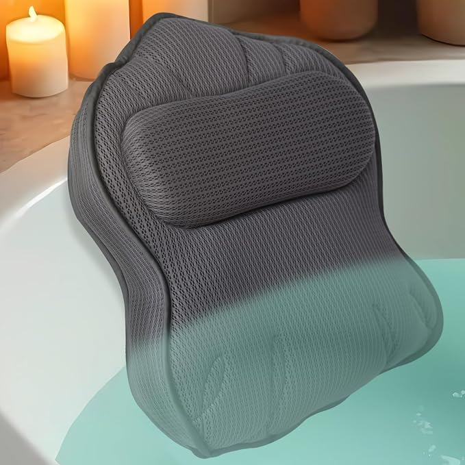 Extra Thick Bath Pillows for Tub-Luxury Bathtub Pillow for Head Neck and Back by IdleHippo