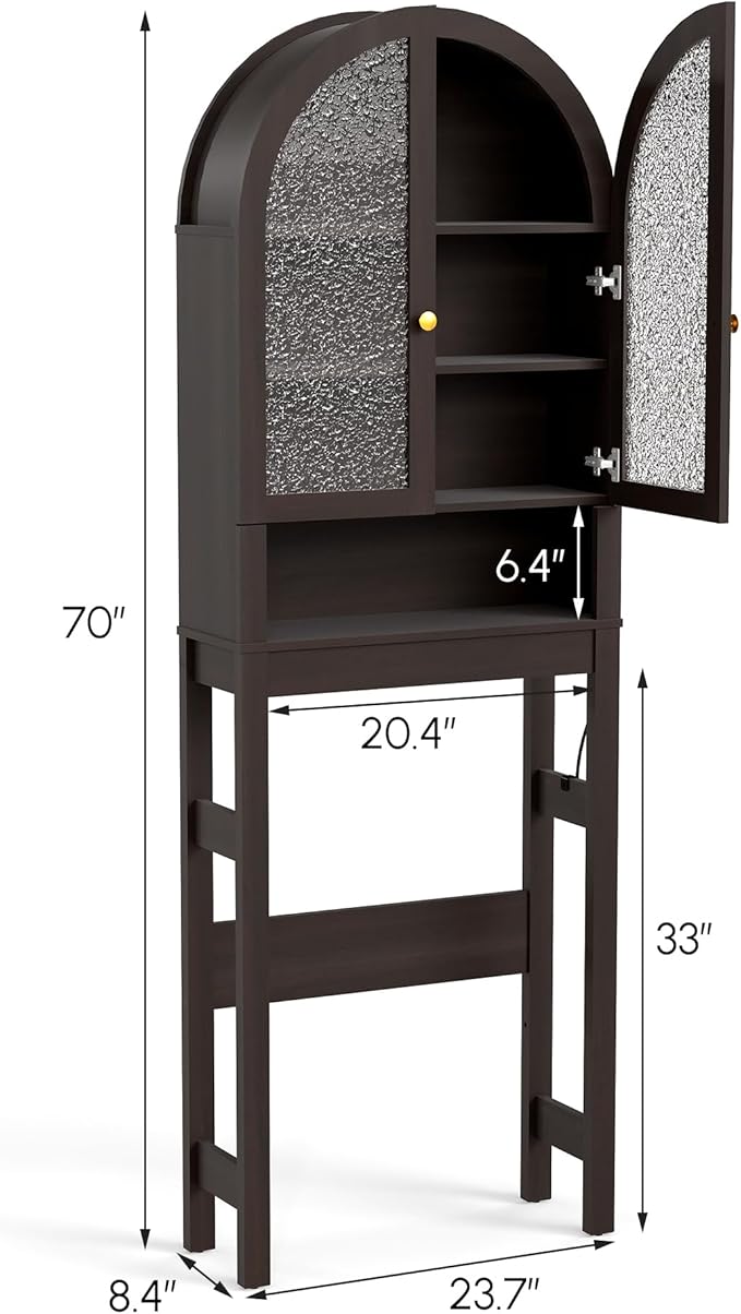 Over The Toilet Storage Cabinet, Arched Bathroom Organizer and Storage - Image 2
