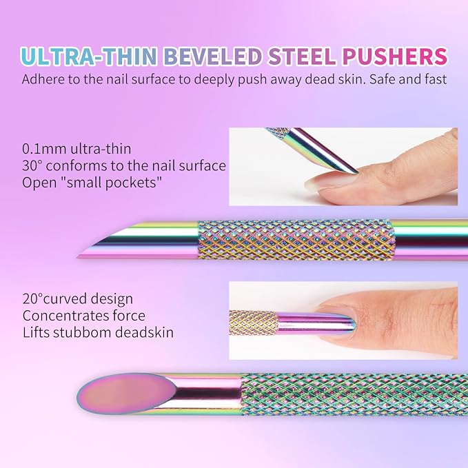 Pre-Treatment Cuticle Pusher, ASTONFOG Dual Ended Cuticle Remover Russian Prep - Image 4