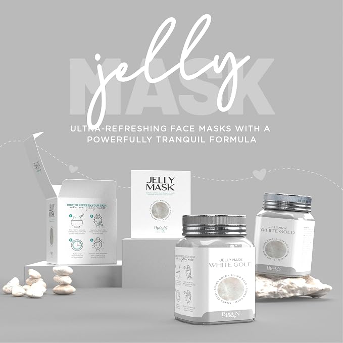 BRÜUN Jelly Mask Jar White Gold Glycolic AC AHA Peel-Off Face Care Rubber Mask - Image 2
