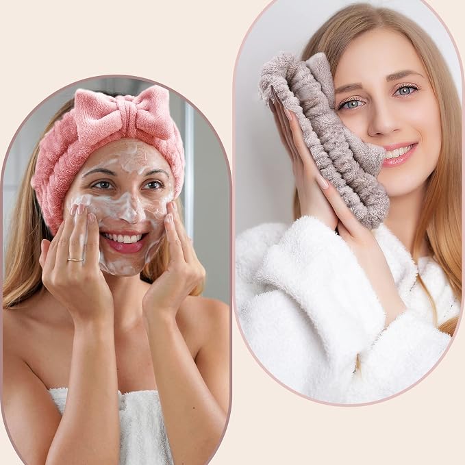 VITEVER 4 Pack Spa Headband for Washing Face, Girls Makeup Bow Tie Hair Band - Image 6