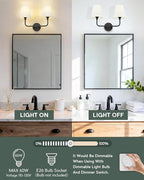 2-Light Bathroom Light Fixtures, Matte Black Vanity Lights, Double Wall Sconce - Image 4