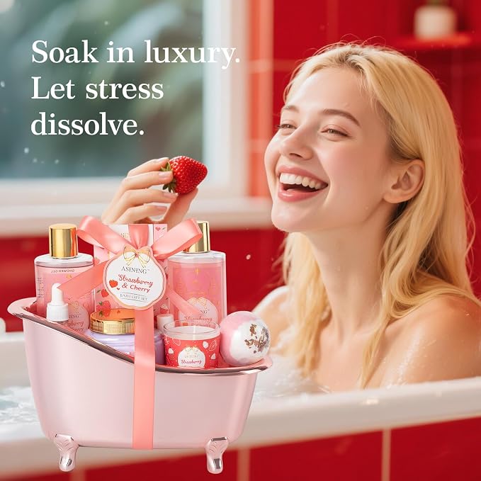 Gift Basket for Women, Strawberry Spa Baskets for Women Gifts, Beauty & - Image 7