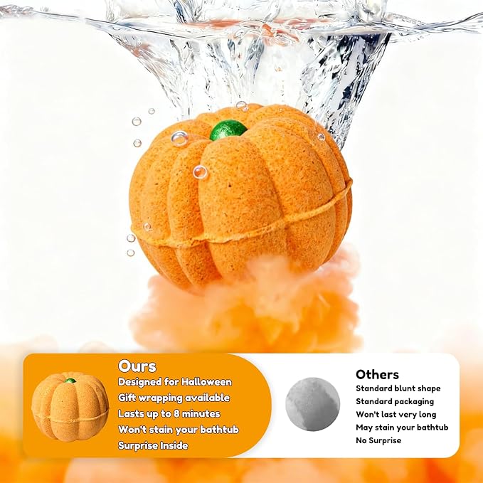 Halloween Bath Bombs for Kids Gifts: 9 Pcs Pumpkin Bath Bomb - Image 5