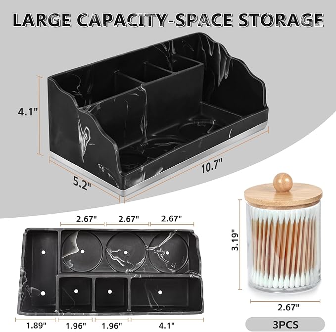 TuCao Marble Bathroom Countertop Organizer, Toothbrush Holders - Image 4