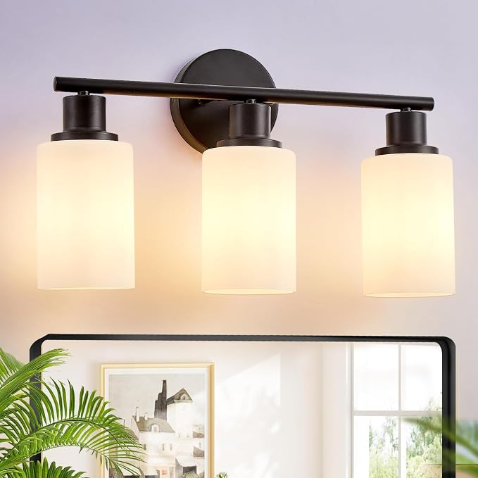 DLLT 3-Light Bathroom Light Fixtures: Black Modern Vanity Lights by DINGLILIGHTING