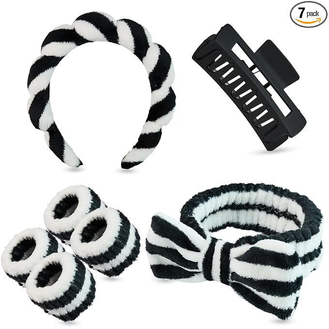 7 Pcs Spa Set, Facial Headband and Wristband Set, Skincare Accessories by Unknown