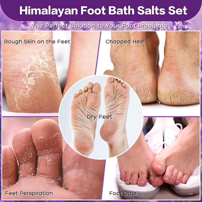 Himalayan Pink Foot Soak Salt Tea Tree Oil Foot Soak Kit, Lavender - Image 5