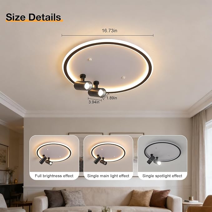 Shine LUEST Modern LED Bedroom Ceiling Light, 2 Adjustable Spotlights, Dimmable - Image 5