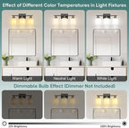 Ascher Bathroom Light Fixtures, 3-Light Vanity Light Over Mirror, Wall Lamp - Image 4