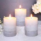 Set of 3 Scented Pillar Candles Creamy Coconut Scented 3" x 4" Long-Lasting - Image 2