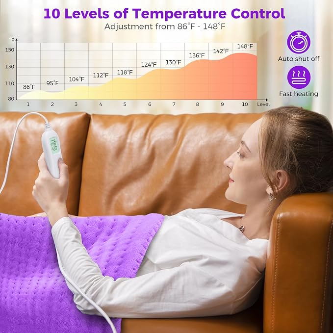 NOWWISH Heating Pad for Back Pain Relief & Period Cramps, 12x24 Inches Electric - Image 4