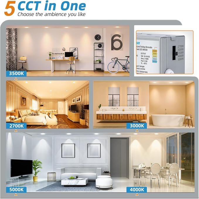 VOLISUN 12 Pack 3 Inch 5CCT Recessed Light - Image 2