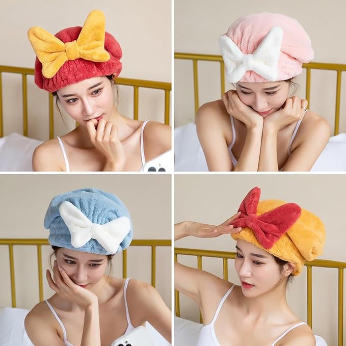 2Pcs Microfiber Hair Drying Cap, Ultra Absorbent Hair Towel Wrap Turban - Image 5