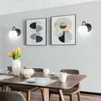 Industrial Bedroom Wall Sconce Black Indoor Wall Light Fixture Milk White Globe - Image 6