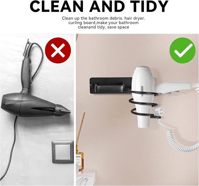 YUET Hair Dryer Holder Hairdryer Station Wall Mounted Shelf Bracket - Image 9