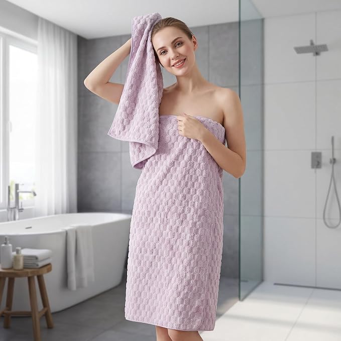 REDKISS 4 Pack Purple Microfiber Bath Towels - Image 3