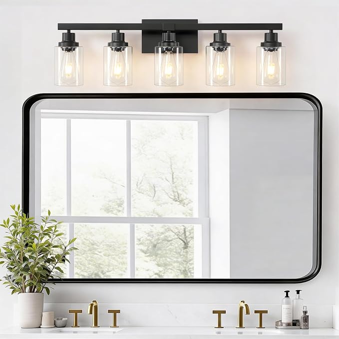 5-Light Black Bathroom Vanity Light, Modern Vanity Lighting Fixture - Image 8