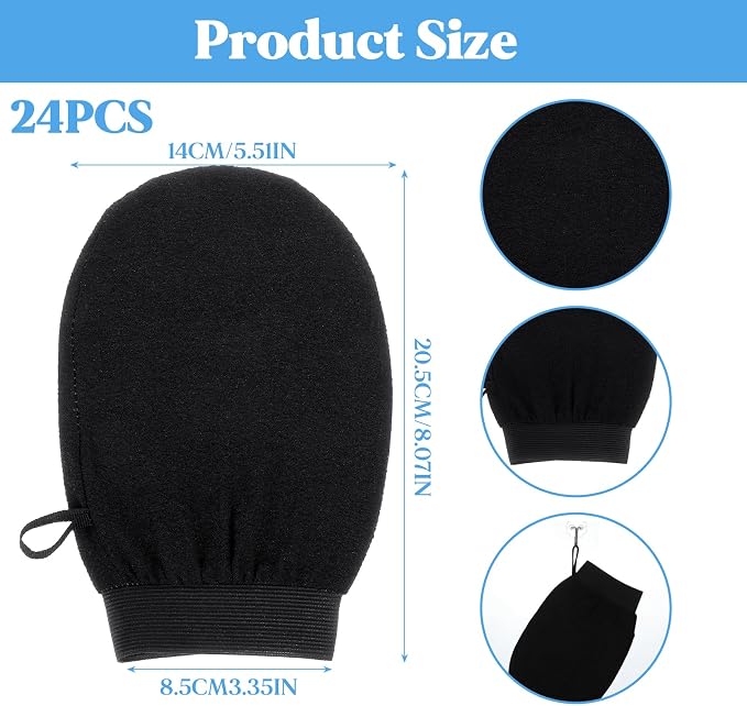 24 Pcs Black Exfoliating Gloves Bulk, Deep Exfoliating Glove - Image 2