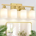 Indoi 4-Light Bathroom Light Fixtures, Brushed Gold Vanity Lights by Indoibrightenyourbathroom
