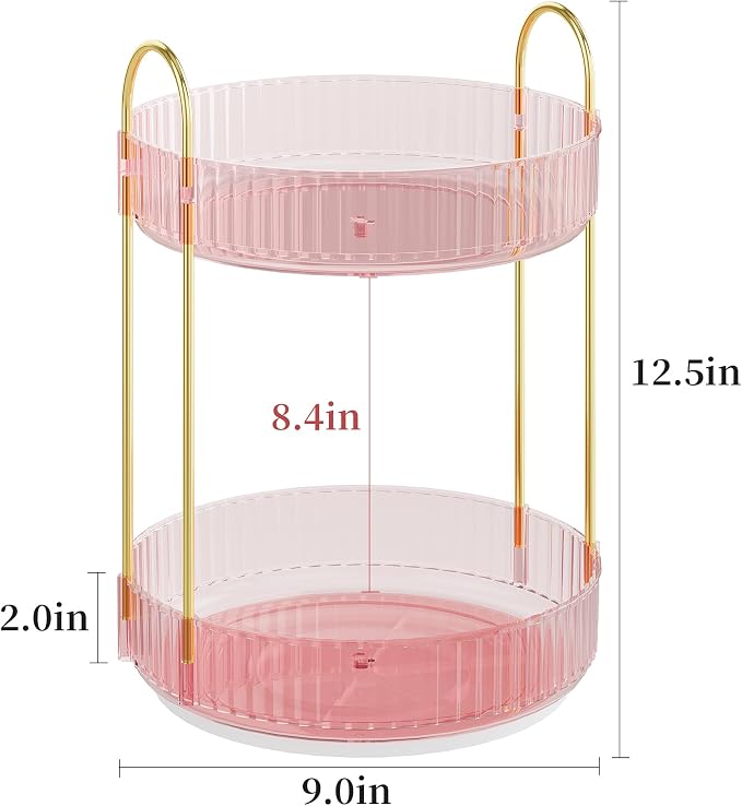 Rotating Makeup Organizer Countertop, Skincare Organizers, Spinning Perfume - Image 2
