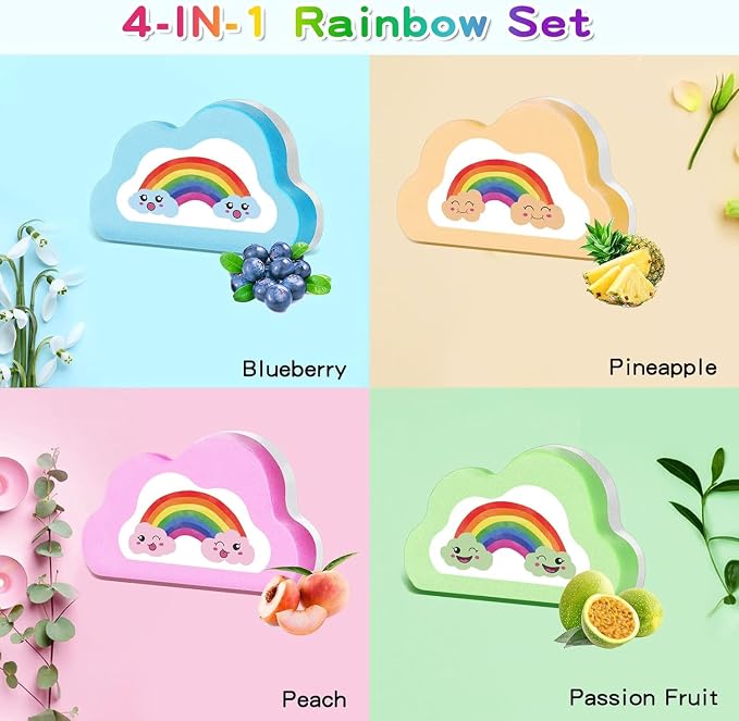 Rainbow Bath Bombs for Kids, Handmade 4 Pcs Kids Bath Bombs Gift Set for Girls - Image 5