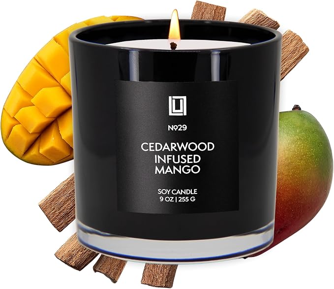 Lulu Candles | Cedarwood Infused Mango | Highly Scented Candles by LULUCANDLES