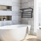 4 Bars Towel Warmer Rack with Top Shelf, Electric Wall Mounted Heated Towel - Image 2