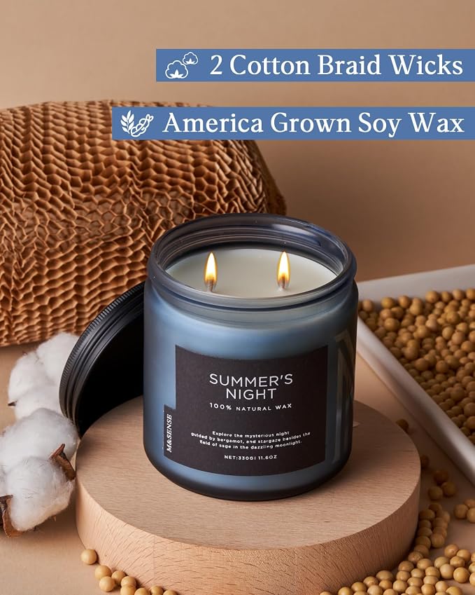 M&SENSE Summer's Night Home Scented Candles, 11.6oz Natural Organic Soy Wax - Image 3