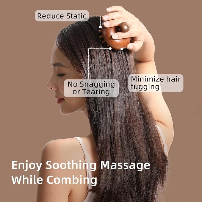 Wooden Scalp Massager for Hair Growth｜Full Body Massage Tool｜Scalp Brush｜Gua - Image 8