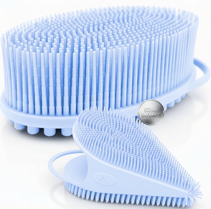 Avilana Silver Edition Body Scrubber and Face Brush Set by Avilana