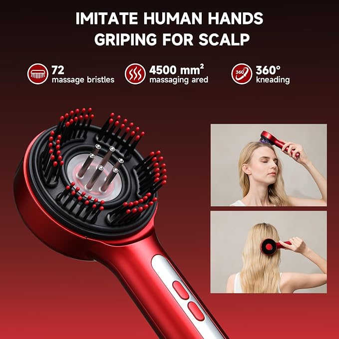 Trvtve 3-in-1 Electric Scalp Massage Comb, Hair Oil Applicator, Five-Level Head - Image 2