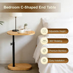 Bamboo Bathtub Side Table, 360° Swivel Height Adjustable Freestanding Bath - Image 5
