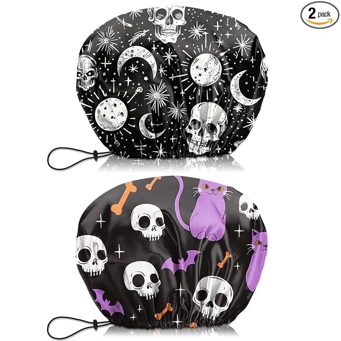 2 PCS Shower Cap Waterproof Double Layer Elastic Adjustable Reusable Hair Bath by BHAHB